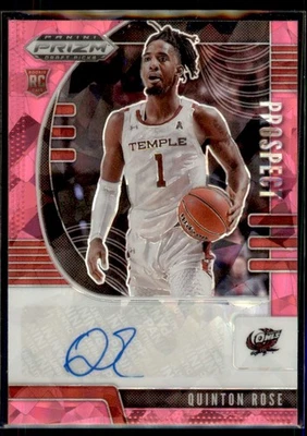 Quinton Rose 2020-21 Panini Prizm Draft Picks Pink Cracked Ice RC Auto #PA-QR - Image 1 of 2