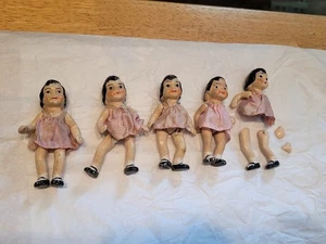 VINTAGE 1930'S DIONNE QUINTUPLETS 3-1/2" COMPOSITION DOLLS made in Japan - Picture 1 of 9