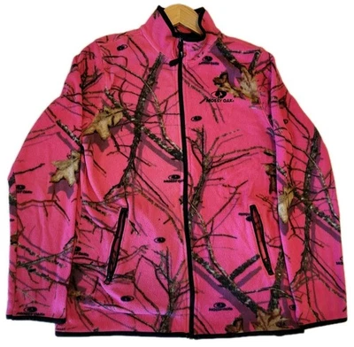 Jaqueta Mossy Oak Feminina Tamanho P (4-6) Rosa Camuflagem Lã Zíper Completo Excelente Estado Usado - Imagem 1 de 4