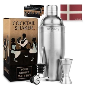 BARVIVO Professional Cocktail Shaker Set - Includes Double Jigger and Two Liquor - Picture 1 of 6