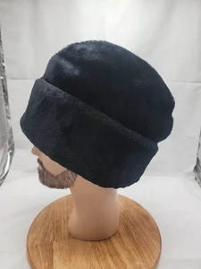 Black Union Made Faux Fur Winter Hat Mens Size Large - Picture 1 of 6