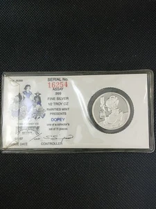 1987 Vintage Disney 1/2 OZ 999 Silver In Assay Pack 50th anniversary DOPEY Rare - Picture 1 of 6