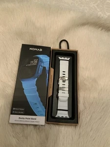Nomad Blue Glow Apple Watch band 49mm Natural Titanium Hardware Rocky Point Band - Photo 1 sur 6