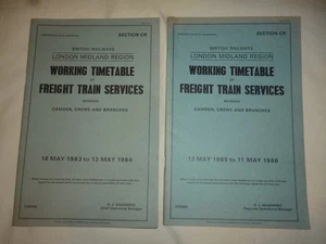 2 x Vintage British Railways Working Timetables CAMDEN CREWE LMR CR 1983/1986 - Picture 1 of 1