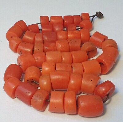 A BEAUTIFUL STRAND OF ANTIQUE INDO-TIBETAN NATURAL RED CORAL BEADS (30 Gram) • 599£