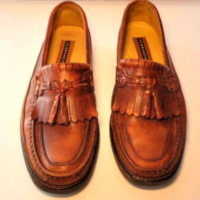 FLORSHEIM 男式 9D 棕色皮革鞋头流苏 Kiltie 乐福鞋 18170 巴西 — 第 1/4 张图片