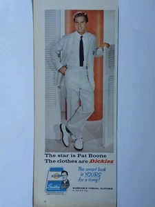 1960 vintage Dickies clothing print ad. Featuring Pat Boone - Picture 1 of 1