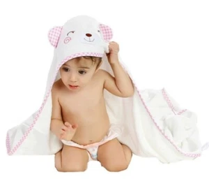 Premium 100% Organic Bamboo Hooded 2 Set Bear 500GSM Baby Bath Towel Wash Cloth - Picture 1 of 5