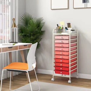 10-Drawer Rolling Storage Cart Utility Organizer with Large Capacity Pink - Picture 1 of 8