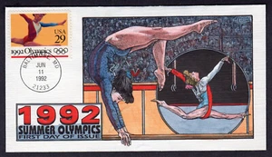 1992 Summer Olympic Game (2638) Collins Hand Colored WOMENS GYMNASTICS FDC QZ609 - Picture 1 of 1