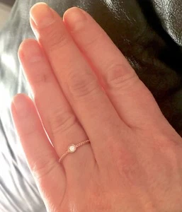 Dainty Rose Gold Plated Solitaire CZ Stack Ring Eternity Bridal Band 925 Size 4 - Picture 1 of 12