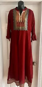 NWT! ELOMELO Indian Maroon Embroidered Kurti Boho Bollywood Bohemian Dress XL - Picture 1 of 10