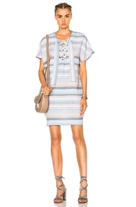 Nuevo con etiquetas MARA HOFFMAN Con cordones BAJA RAYAS Algodón Orgánico Mini Vestido Encubrimiento L $295 - Imagen 1 de 7