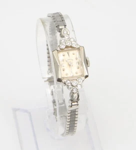 Reloj de Colección Hamilton Mecánico Oro Blanco 14k Diamante Viento Damas 14,5 mm - Imagen 1 de 6