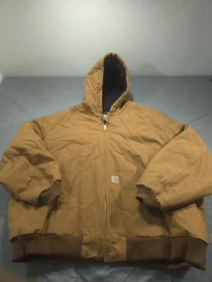 Chaqueta Carhartt Para Hombre 5XL Abrigo Marrón Franela Pato Con Capucha Activa Acolchada J140 Foto 1 de 4