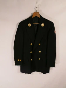 VTG 1960 Bespoke American Red Cross Black Wool Blazer Jacket Coat 38R Gold Pins - Picture 1 of 10