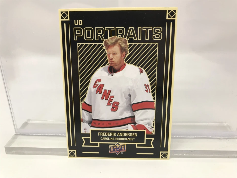 Frederik Andersen 2022-23 Upper Deck Series 1 UD Portraits #P-1 Carolina  - Image 1 of 2