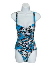 M&S COLLECTION SECRET SLIMMIMG BLUMENGEDRUCKT TAUCHEN BLAU MIX BADEANZUG - Bild 1 von 6