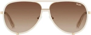Gafas de sol polarizadas QUAY unisex de alto perfil QU-000931 blancas/marrones - Imagen 1 de 3