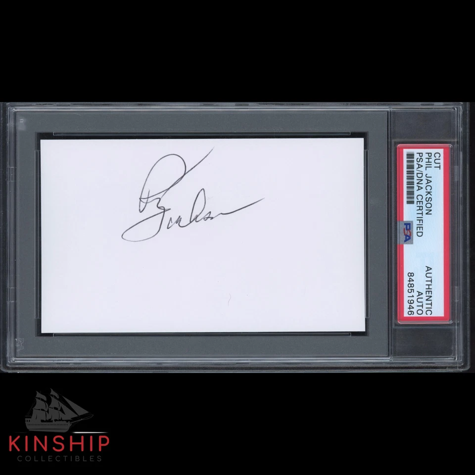 Phil Jackson signed 3x5 Cut PSA DNA Slabbed Auto Coach Michael Jordan C1819 - Image 1 of 1