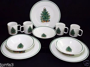 JUEGO DE PLATOS DE CENA ÁRBOL DE NAVIDAD BADCOCK, TAZAS DE CAFÉ, TAZONES DE SOPA 10 piezas - Imagen 1 de 11