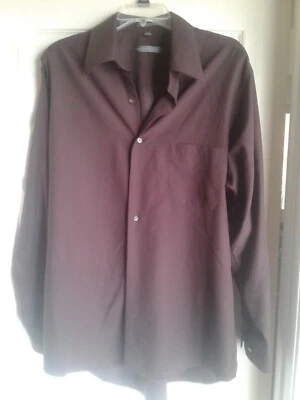 Camisa de vestir Geoffrey Beene para hombre calce clásico granate manga larga talla 16 1/2 34-35 Foto 1 de 4