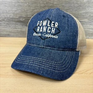 Fowler Ranch Hat Cap Strap Back Blue Denim One Size Adjustable Mens - Picture 1 of 10