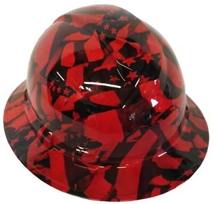 Hydro Dipped Hard Hat Ridgeline Full Brim Custom Red Midnight American Flag - Picture 1 of 22
