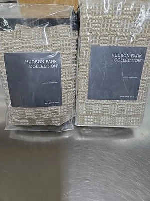 Set of 2 Hudson Park LInear Sandstone Euro Pillow Shams - Image 1 of 4