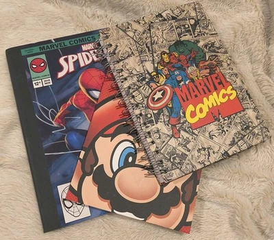 LN Lote de 3 Mini/5"x7" Cuadernos Spiderman, Marvel Comics y Nintendo/Mario Bros. Foto 1 de 3
