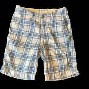 Pantalones Cortos Chinos Abercrombie & Fitch 30 Azul Cuadros Para Hombre 100% Algodón Envejecido - Imagen 1 de 7