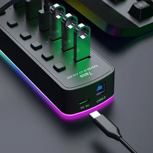 Vereinfachte Konnektivität Tragbarer USB HUB mit sieben unabhängigen Anschlüs - Afbeelding 1 van 12