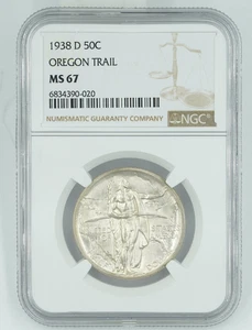 1938-D NGC MS67 Oregon Trail Commemorative Half Dollar Blast White - Picture 1 of 3