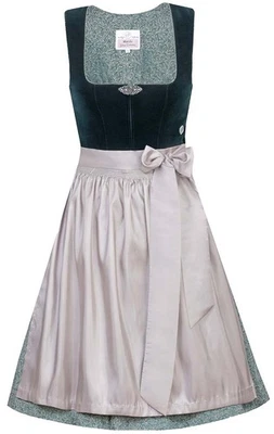 Dirndl Elisabeth 58cm Länge dunkelgrün Samt-Dirndl knielang von MarJo - Bild 1 von 3