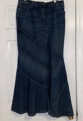 Maxi Falda Vintage Younique Azul Denim Tulipán Lavado Oscuro Talla 11 Foto 1 de 4