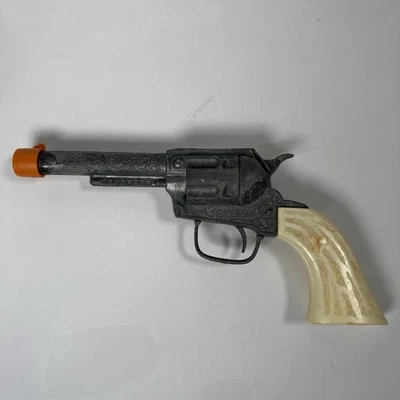 Vintage Pony Boy Metal Cap Gun Diecast Pistol White Handle Tootsie Toy Collector - Image 1 of 4