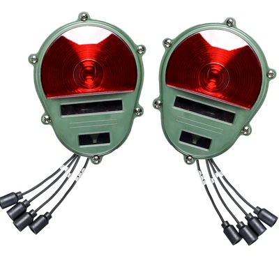 2X Tail-Light w/Green Plastic Housing&Red Lens for Willys Jeep,Humvee,M35,M809 - Image 1 of 4