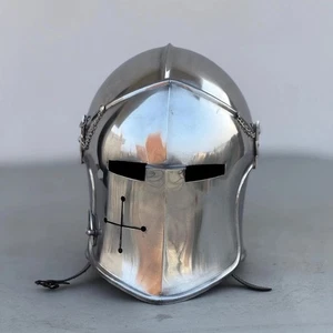 Mittelalter Ritter Stahl Barbuta Helm für LARP & Cosplay Kostüm Geschenk - Bild 1 von 5