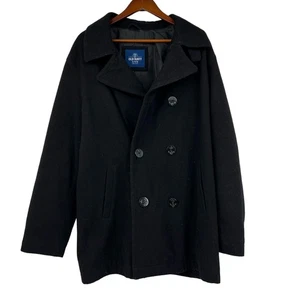 Old Navy Wollmischung schwarz Knopfleiste Erbsenmantel Taschen Basic Damen XL MÄNGEL - Bild 1 von 9