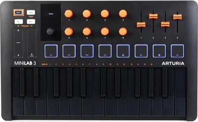 Arturia MiniLab 3 25 Slim-key Controller - Black/Orange - Image 1 of 4