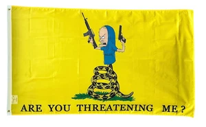 3x5 FUSS Flagge Beavis Cornholio Meme Sind Sie bedrohlich Gadsden Lauffläche lustig - Bild 1 von 4