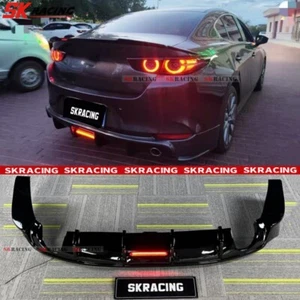 ABS Black/ABS Carbon Fiber Look Rear Bumper Lip Diffuser For Mazda 3 Axela 2021+ - Picture 1 of 14