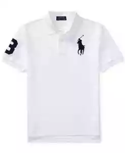 NWT Polo Ralph Lauren Boys Big Pony Cotton Mesh Short Sleeve Polo White XL - Picture 1 of 4