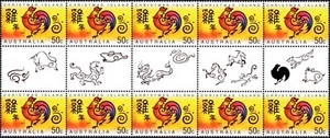 Isla de Navidad 2005 año del gallo $0,50 canalón bloque de 10 MNH, limpio - Imagen 1 de 1