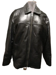 Weatherproof Garment Company Men's Black Genuine  Leather Zip Up Moto Jacket L - Picture 1 of 11