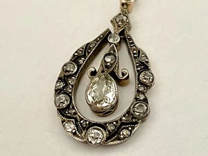 ANTIGUO COLLAR / CADENA con 1,80 ct. DIAMANTES PLATA Y ORO Art Deco Art Nouveau - Imagen 1 de 15