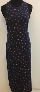 NEW BONGO Mid Length Navy Blue Pink Floral Open Lace Back Jersey Knit Dress XL - Picture 1 of 8