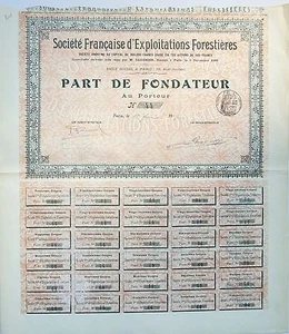 France & Paris IX ème - Déco Rare Ste Française d'Exploitations Forestières 1907 - Picture 1 of 1