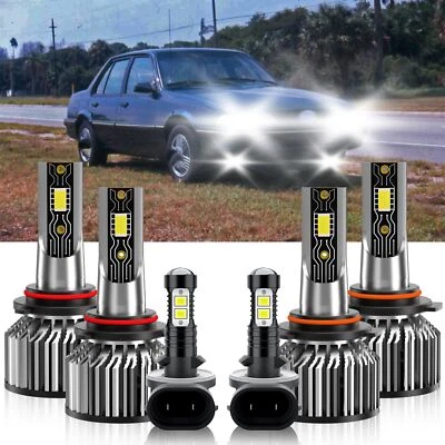 6x LED Headlight Kit Fog light Bulb 6500K white For Pontiac Sunbird 1989-1990 — 第 1/4 张图片