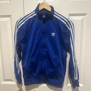 Vintage Adidas Large Logo on Back Full Zip Track Jacket Blue Youth Sz L - Picture 1 of 5